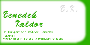 benedek kaldor business card