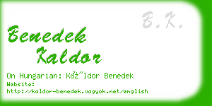 benedek kaldor business card